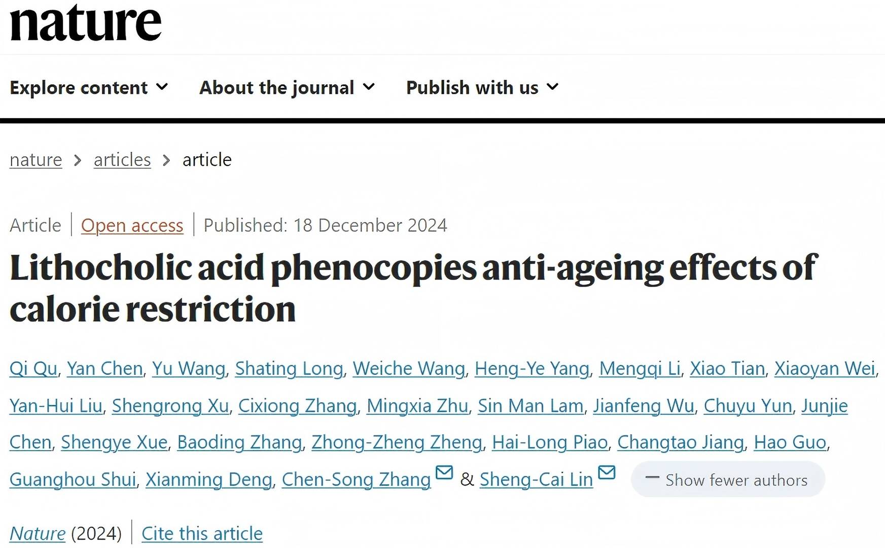 Academician Lin Shengcai's Team from Xiamen University Achieves Major Breakthrough in Nature! Niumag's Low-Field NMR Technology Supports New Advancements in Anti-Aging Research